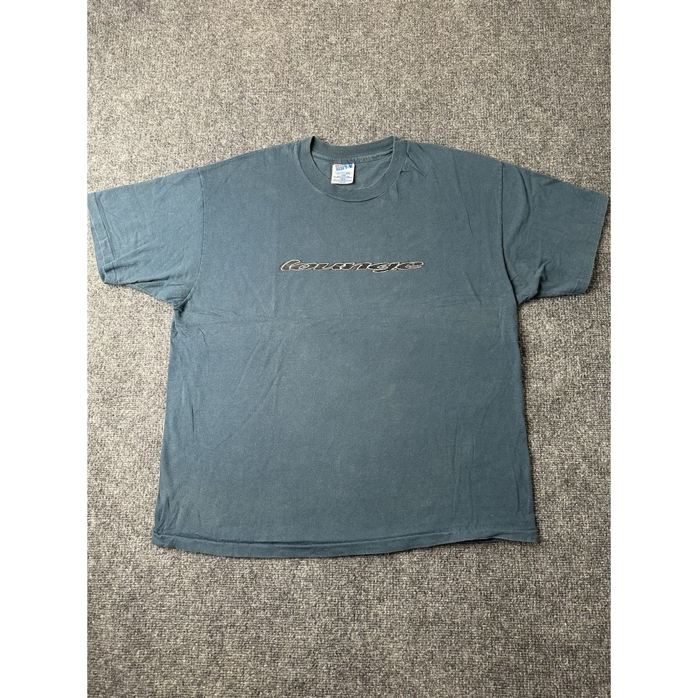 Mens Lounge Embroidered Logo Blue T Shirt Made in Mexico, Size XL